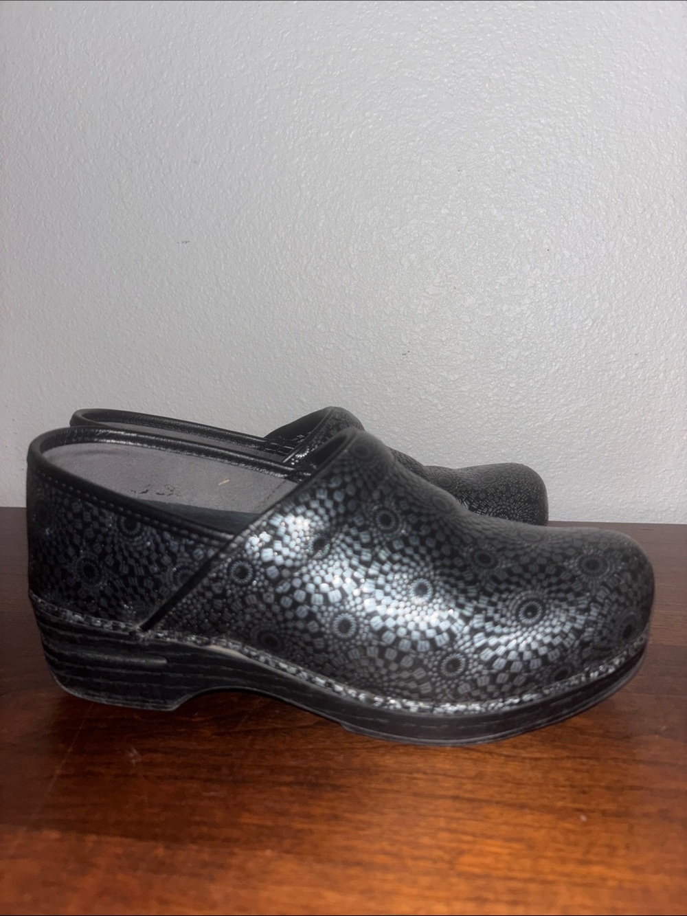 Dansko Black Metallic Patterned Clogs - Picture 5 of 7